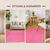Ultra Soft Area Rug, Non Slip, Stain Resistant, Washable Area Rugs for Living Room, Bedroom, Adorable Cozy Textured Motif(Pink)