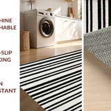 Ultra Soft Area Rug, Non Slip, Stain Resistant, Washable Area Rugs for Living Room, Bedroom, Chic Black White Striped Area Rug for Stylish Entryways and Patios(Black)