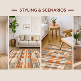 Ultra Soft Area Rug, Non Slip, Stain Resistant, Washable Area Rugs for Living Room, Bedroom, Contemporary Curved Line Design(Beige)