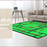 Ultra Soft Area Rug, Non Slip, Stain Resistant, Washable Area Rugs for Living Room, Bedroom, Playful Urban Landscape Aesthetic(Green)