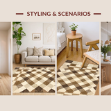 Ultra Soft Area Rug, Non Slip, Stain Resistant, Washable Area Rugs for Living Room, Bedroom, Rustic Earthy Tiled Aesthetic(Beige)