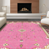 Ultra Soft Area Rug, Non Slip, Stain Resistant, Washable Area Rugs for Living Room, Bedroom, Unique Textured Medallion Style(Pink)