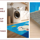 Ultra Soft Area Rug, Non Slip, Stain Resistant, Washable Area Rugs for Living Room, Bedroom, Whimsical Earth-Toned Nursery Playroom Rug(Blue)