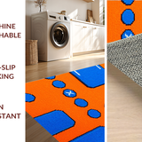 Ultra Soft Area Rug, Non Slip, Stain Resistant, Washable Area Rugs for Living Room, Bedroom, Energetic Color Blocked Graphic Style(Orange)