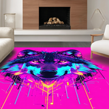 Ultra Soft Area Rug, Non Slip, Stain Resistant, Washable Area Rugs for Living Room, Bedroom, Energetic Urban Wolf Imagery(Pink)