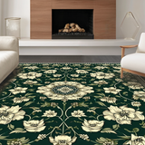 Ultra Soft Area Rug, Non Slip, Stain Resistant, Washable Area Rugs for Living Room, Bedroom, Stylish Whimsical Floral Arrangement(Green)