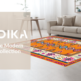 Ultra Soft Area Rug, Non Slip, Stain Resistant, Washable Area Rugs for Living Room, Bedroom, Artistic Medallion Pattern Fusion(Orange)