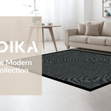 Ultra Soft Area Rug, Non Slip, Stain Resistant, Washable Area Rugs for Living Room, Bedroom, Rustic Minimalist Cut-Loop Texture(Black)