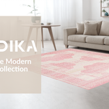 Ultra Soft Area Rug, Non Slip, Stain Resistant, Washable Area Rugs for Living Room, Bedroom, Elegant Curated Pink Wave Motif(Red)