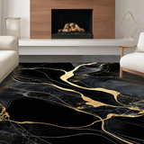 Ultra Soft Area Rug, Non Slip, Stain Resistant, Washable Area Rugs for Living Room, Bedroom, Elegant Contemporary Pattern(Black)