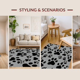 Ultra Soft Area Rug, Non Slip, Stain Resistant, Washable Area Rugs for Living Room, Bedroom, Contemporary Earth Tones Pet Motif(Gray)