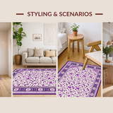 Ultra Soft Area Rug, Non Slip, Stain Resistant, Washable Area Rugs for Living Room, Bedroom, Trendy Minimalist Floral Aesthetic(Purple)