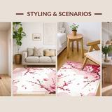 Ultra Soft Area Rug, Non Slip, Stain Resistant, Washable Area Rugs for Living Room, Bedroom, Chic Pink Ombre Floral Arrangement(Pink)