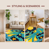 Ultra Soft Area Rug, Non Slip, Stain Resistant, Washable Area Rugs for Living Room, Bedroom, Giant Squid Graphic Rug - Sea Animal Decor Modern Carpet(Blue)