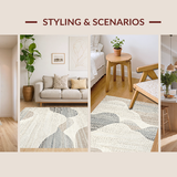 Ultra Soft Area Rug, Non Slip, Stain Resistant, Washable Area Rugs for Living Room, Bedroom, Rustic Off White Wavy Aesthetic(Beige)