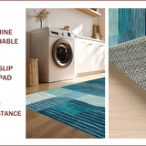 Ultra Soft Area Rug, Non Slip, Stain Resistant, Washable Area Rugs for Living Room, Bedroom, Elegant Grey Toned Minimalist Artwork(Blue)