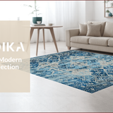 Ultra Soft Area Rug, Non Slip, Stain Resistant, Washable Area Rugs for Living Room, Bedroom, Chic Abstract Diamond Pattern(Blue)
