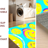 Ultra Soft Area Rug, Non Slip, Stain Resistant, Washable Area Rugs for Living Room, Bedroom, Pastel Playful Smiley Faces(Yellow)