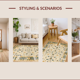 Ultra Soft Area Rug, Non Slip, Stain Resistant, Washable Area Rugs for Living Room, Bedroom, Chic Minimalist Floral Arrangement(Beige)
