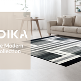 Ultra Soft Area Rug, Non Slip, Stain Resistant, Washable Area Rugs for Living Room, Bedroom, Dynamic Stripe Pattern Rug for Versatile Spaces(Black)