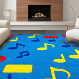 Ultra Soft Area Rug, Non Slip, Stain Resistant, Washable Area Rugs for Living Room, Bedroom, Brightly Hued Soundscape Design(Blue)