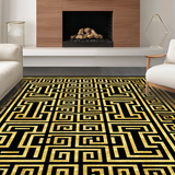 Ultra Soft Area Rug, Non Slip, Stain Resistant, Washable Area Rugs for Living Room, Bedroom, Contemporary Abstract Linear Aesthetic(Gold)