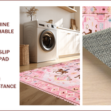 Ultra Soft Area Rug, Non Slip, Stain Resistant, Washable Area Rugs for Living Room, Bedroom, Playful Pink Animal Motif(Pink)