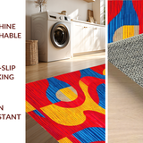 Ultra Soft Area Rug, Non Slip, Stain Resistant, Washable Area Rugs for Living Room, Bedroom, Striking Bold Circular Design(Red)