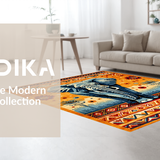 Ultra Soft Area Rug, Non Slip, Stain Resistant, Washable Area Rugs for Living Room, Bedroom, Stylish Tribal Patterned Accent(Orange)