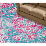 Ultra Soft Area Rug, Non Slip, Stain Resistant, Washable Area Rugs for Living Room, Bedroom, Distressed Tropical Abstract Elegance(Pink)