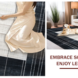 Ultra Soft Area Rug, Non Slip, Stain Resistant, Washable Area Rugs for Living Room, Bedroom, Chic Onyx and Chalk Stripe Floor Rug(Black)