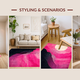 Ultra Soft Area Rug, Non Slip, Stain Resistant, Washable Area Rugs for Living Room, Bedroom, Gradient Black Pink Abstract Aesthetic(Pink)
