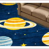 Ultra Soft Area Rug, Non Slip, Stain Resistant, Washable Area Rugs for Living Room, Bedroom, Whimsical Cosmic Planetary Landscape(Blue)