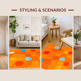 Ultra Soft Area Rug, Non Slip, Stain Resistant, Washable Area Rugs for Living Room, Bedroom, Playful Circular Educational Aesthetic(Orange)