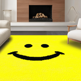 Ultra Soft Area Rug, Non Slip, Stain Resistant, Washable Area Rugs for Living Room, Bedroom, Playful Cartoon Smiley Motif(Yellow)