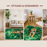 Ultra Soft Area Rug, Non Slip, Stain Resistant, Washable Area Rugs for Living Room, Bedroom, Playful Contemporary Animal Aesthetic(Green)