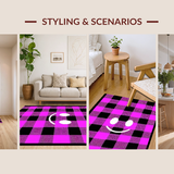 Ultra Soft Area Rug, Non Slip, Stain Resistant, Washable Area Rugs for Living Room, Bedroom, Stylish Modern Plaid Fusion(Purple)