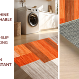 Ultra Soft Area Rug, Non Slip, Stain Resistant, Washable Area Rugs for Living Room, Bedroom, Bold Textured Geometric Arrangement(Orange)