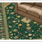 Ultra Soft Area Rug, Non Slip, Stain Resistant, Washable Area Rugs for Living Room, Bedroom, Green Embroidered Arabic Meditation Room Prayer Rug(Green)
