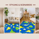 Lively Dino Print Decor(Blue)