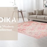 Ultra Soft Area Rug, Non Slip, Stain Resistant, Washable Area Rugs for Living Room, Bedroom, Lush Cozy Textured Geometry(Pink)