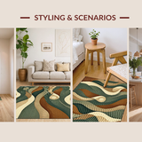 Ultra Soft Area Rug, Non Slip, Stain Resistant, Washable Area Rugs for Living Room, Bedroom, Vibrant Graphic Geometric Elements(Brown)