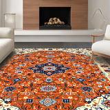 Ultra Soft Area Rug, Non Slip, Stain Resistant, Washable Area Rugs for Living Room, Bedroom, Whimsical Orange and Blue Palette(Orange)