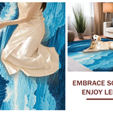 Ultra Soft Area Rug, Non Slip, Stain Resistant, Washable Area Rugs for Living Room, Bedroom, Serene Blue Tidal Texture(Blue)