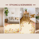 Ultra Soft Area Rug, Non Slip, Stain Resistant, Washable Area Rugs for Living Room, Bedroom, Serene Neutral Botanical Composition(Beige)