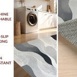 Ultra Soft Area Rug, Non Slip, Stain Resistant, Washable Area Rugs for Living Room, Bedroom, Dynamic Silver-Black Swirl Patterns(Gray)