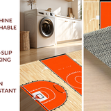 Ultra Soft Area Rug, Non Slip, Stain Resistant, Washable Area Rugs for Living Room, Bedroom, Dynamic Basketball Motif Round Mat(Orange)