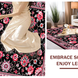 Ultra Soft Area Rug, Non Slip, Stain Resistant, Washable Area Rugs for Living Room, Bedroom, Artful Earthy Floral Fusion(Black)