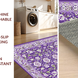 Ultra Soft Area Rug, Non Slip, Stain Resistant, Washable Area Rugs for Living Room, Bedroom, Whimsical Greenery and Petals(Purple)