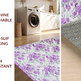 Ultra Soft Area Rug, Non Slip, Stain Resistant, Washable Area Rugs for Living Room, Bedroom, Elegant Floral Grey Palette(Purple)